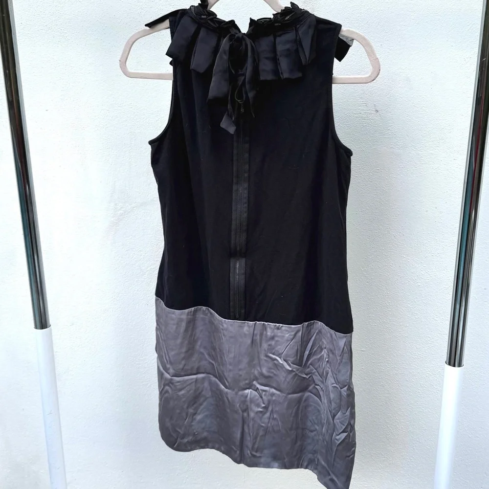 Y2K Black & Grey Ruffle Studded Office Siren Dress Size Medium - Picture 5 of 5